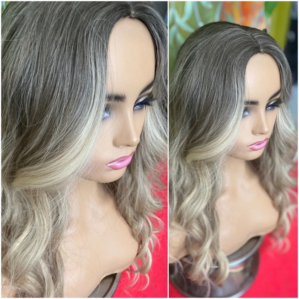 mixed blonde face framing highlights wig
